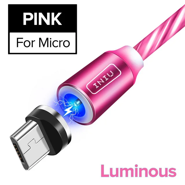 For Micro Pink INIU световой поток магнитного освещения USB кабель для iPhone XR X 7 8 микро Тип C зарядное устройство Быстрая зарядка магнит зарядка USB-C тип-c - Цвет: For Micro Pink