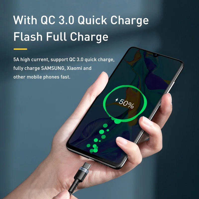 Baseus USB C к Type кабель 5A 100 Вт PD Быстрая зарядка 4 0 c для Xiaomi mi 10 8 Pro Samsung S20 Plus Ultra