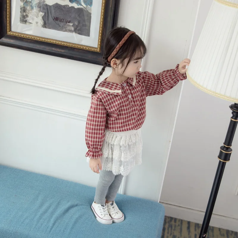 Детская одежда для девочек осенняя Повседневная рубашка в школьном стиле с
