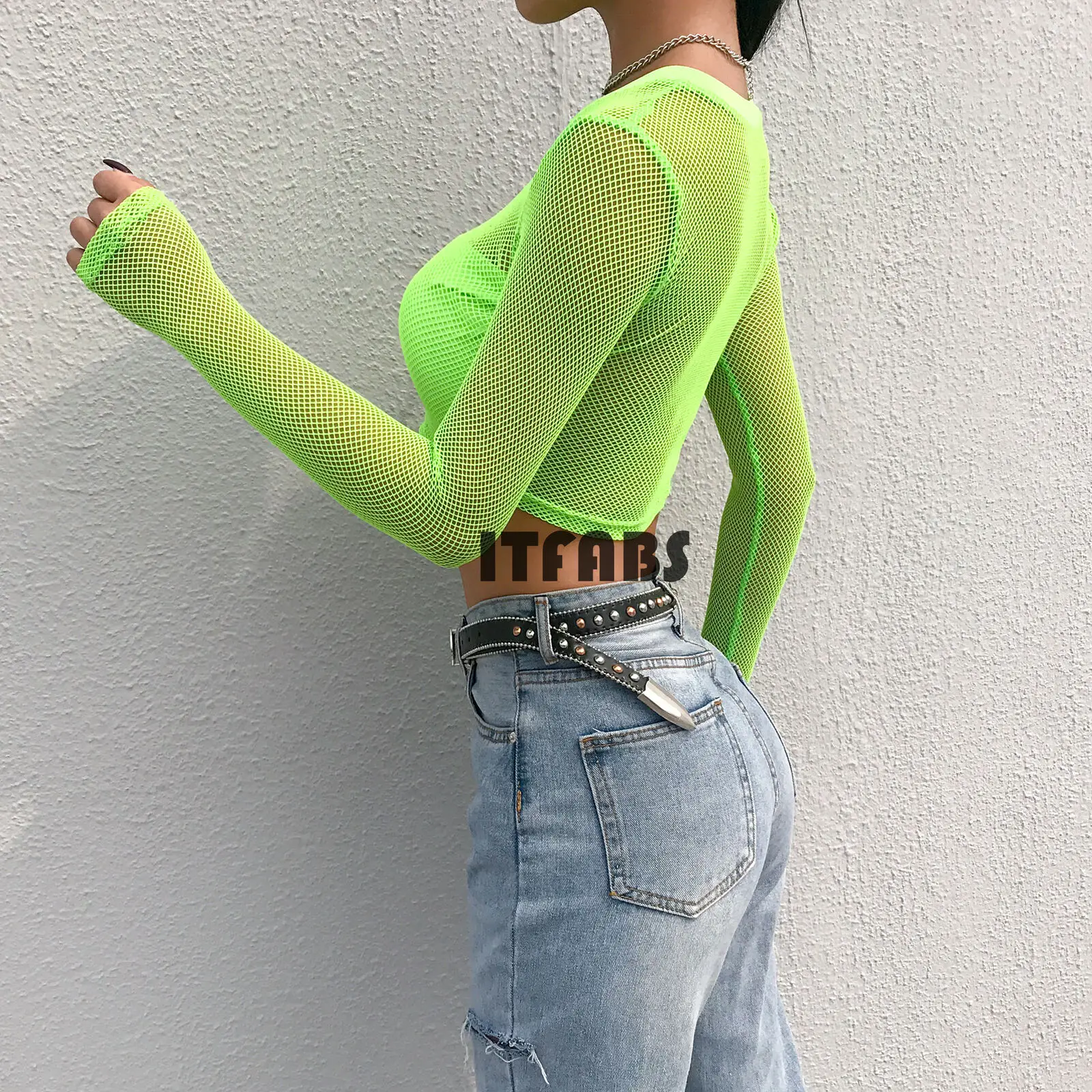 Новинка 2019 стильный женский укороченный топ с вырезами из сетчатой ткани в стиле