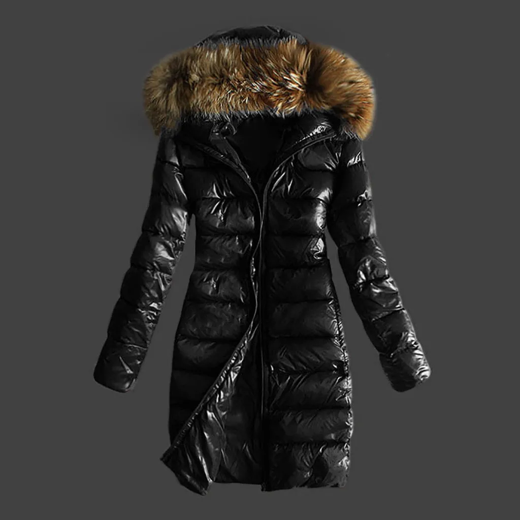 Женская верхняя одежда стеганые зимние теплые пальто с меховым воротником