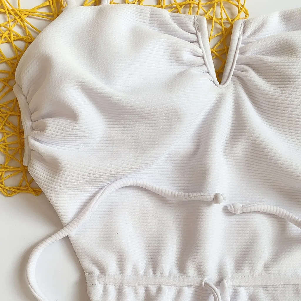 Сдельный купальник 2020 женский сексуальный цельный Одноцветный бикини слинг