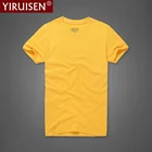 Однотонная мужская футболка YiRuiSen с круглым вырезом, винтажная, 100% хлопок, модный мужской топ, футболки, повседневная одежда, высокое качество, мягкий с коротким рукавом