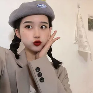 Milk Silk Spring Summer Breathable Beret, Female Tide Paste Cloth Letters Soft Top Bud Cap, Sweet Cool Painter's Cap Milk Silk Spring Summer Breathable Beret, Female Tide Paste Cloth Letters Soft Top Bud Cap, Sweet Cool Painter's Cap