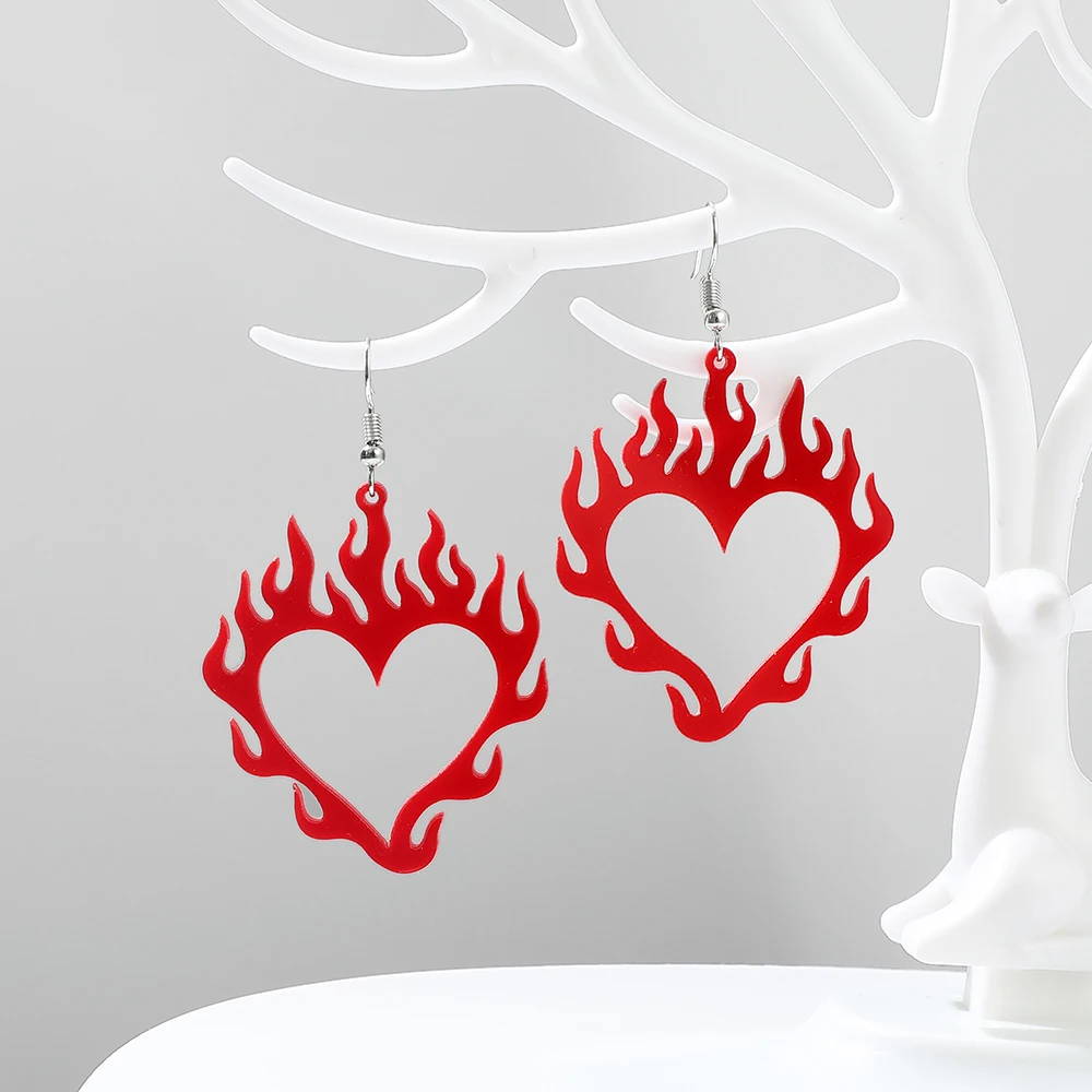 Крупные черные розовые серьги-подвески с большим персиковым сердцем крутые