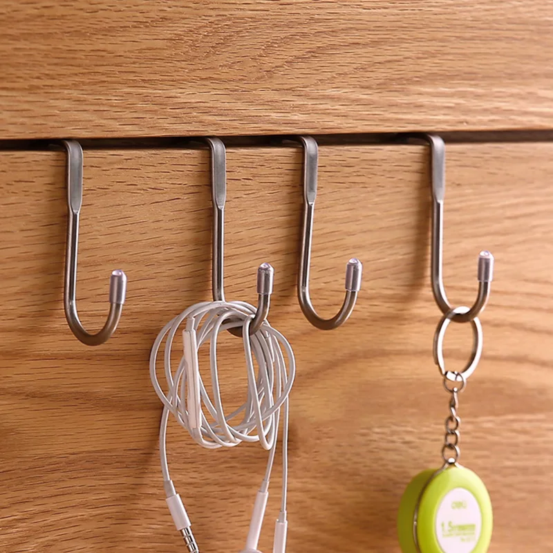 

Stainless Steel Free Punching Cabinet Door Without Trace Hook S-type Door Hanger Hanger Door Back Coat Hook Double Hooks Kitchen