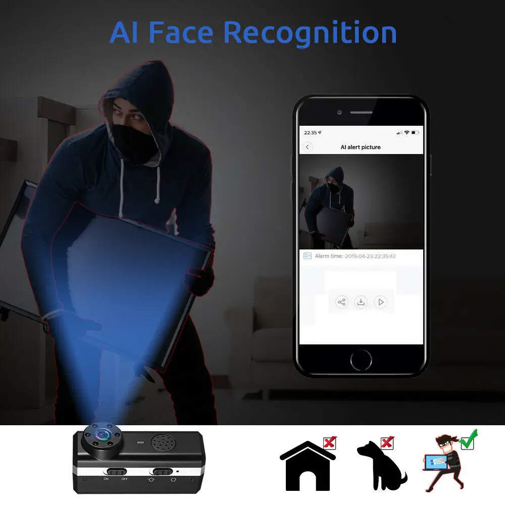 Камера видеонаблюдения CAMSOY Mini инфракрасная камера ночного видения Wi Fi HD 1080P DV DVR
