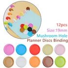 12 шт. 19 мм Новый гриб вязка диски пластиковые кольца для скрепления кнопки отрывными листами кольцо Тетрадь диск связующего красочный переплет с пряжкой