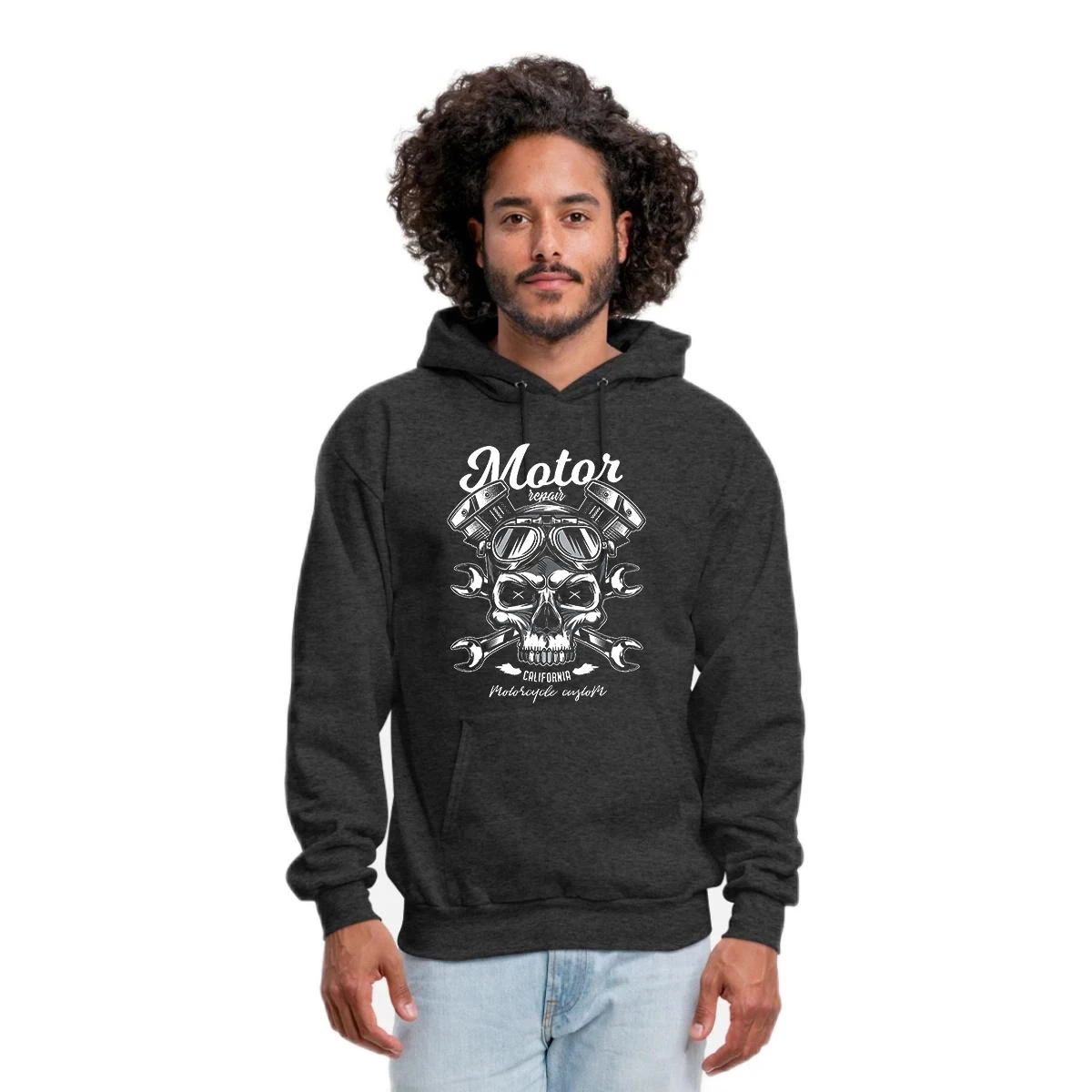 Motorcycle Print Fleece Hoodie Fitness Tracksuit Pocket Hoodies