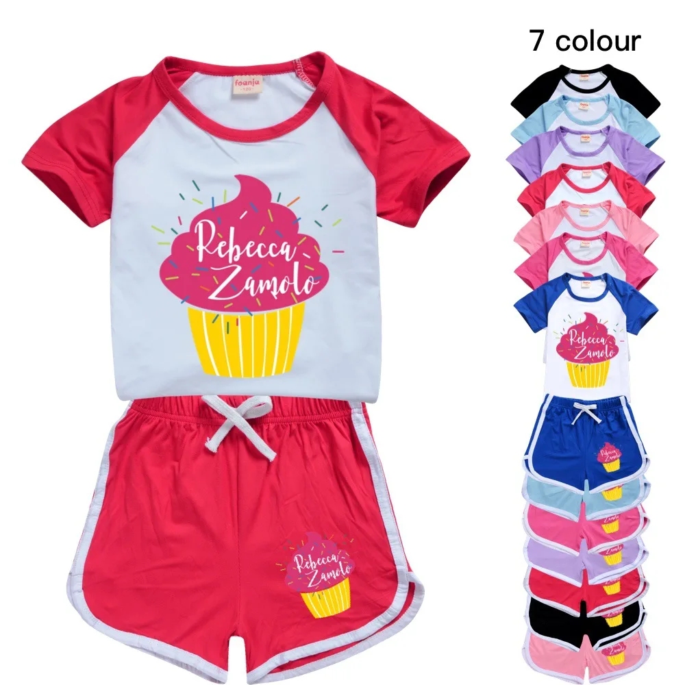 

Cupcake Zamfam Merch Logo Rebecca Zamolo Printed Two Piece Sets Shorts+ T-shirt toddler girls clothes +pants Boys Clothes 2021