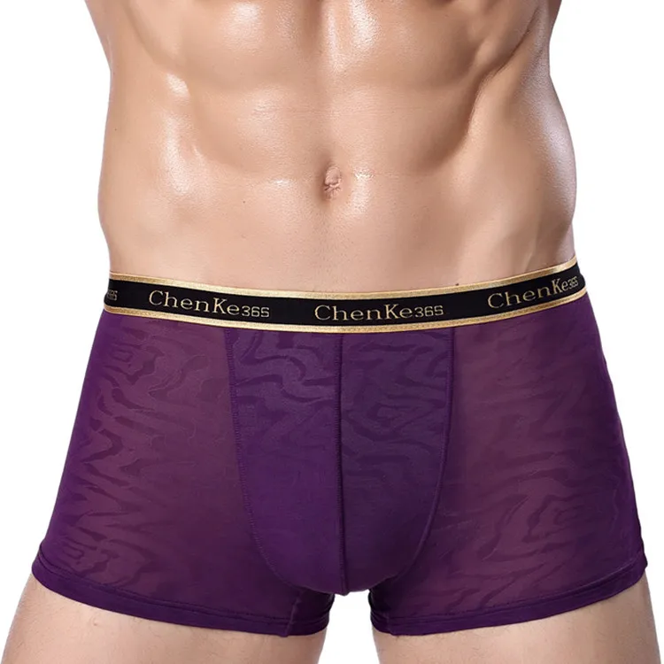 Мужские трусы боксеры сексуальное набивное нижнее белье прозрачная шорты