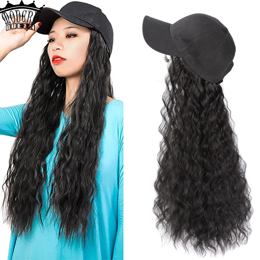 Длинные Синтетические локоны бейсболка парик для волос волнистые волосы парики