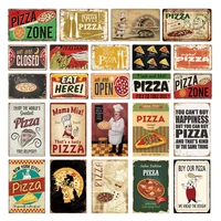 pizza zone tin sign plaque metal vintage metal sign wall decor for cafe bistro restaurant pizza zone decorative metal plate