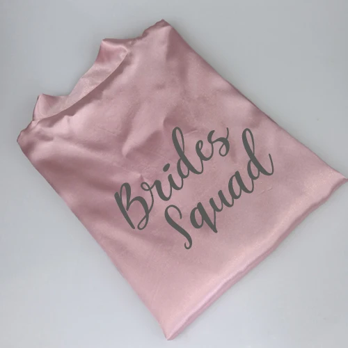 brides squad C& Fung темно-розовый халат серебряное кимоно с надписью атласная пижама Свадебный халат Подружка невесты, сестра мать невесты халаты - Цвет: brides squad
