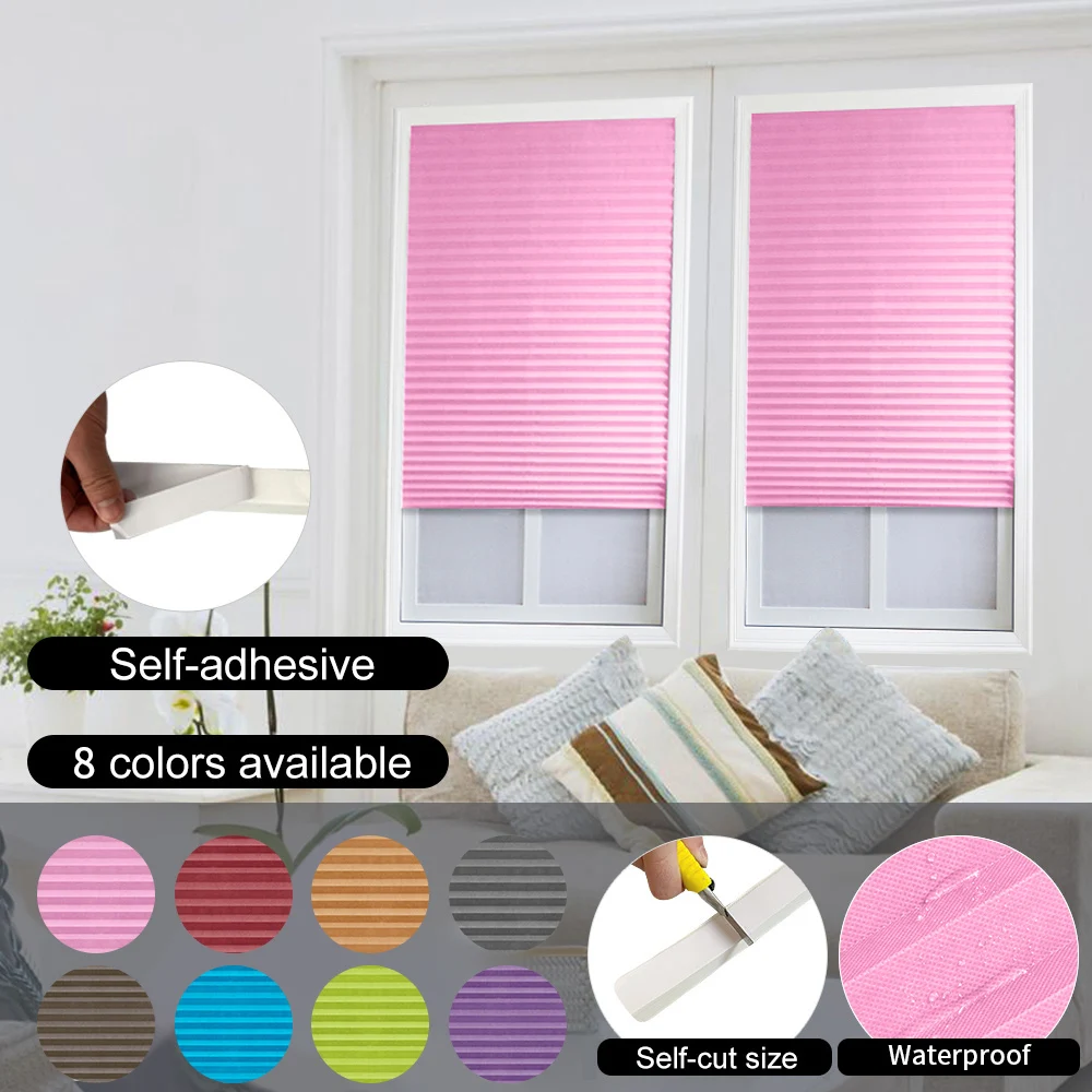 Самоклеящиеся Плиссированные Шторы полузатемняющие окна для ванной и балкона