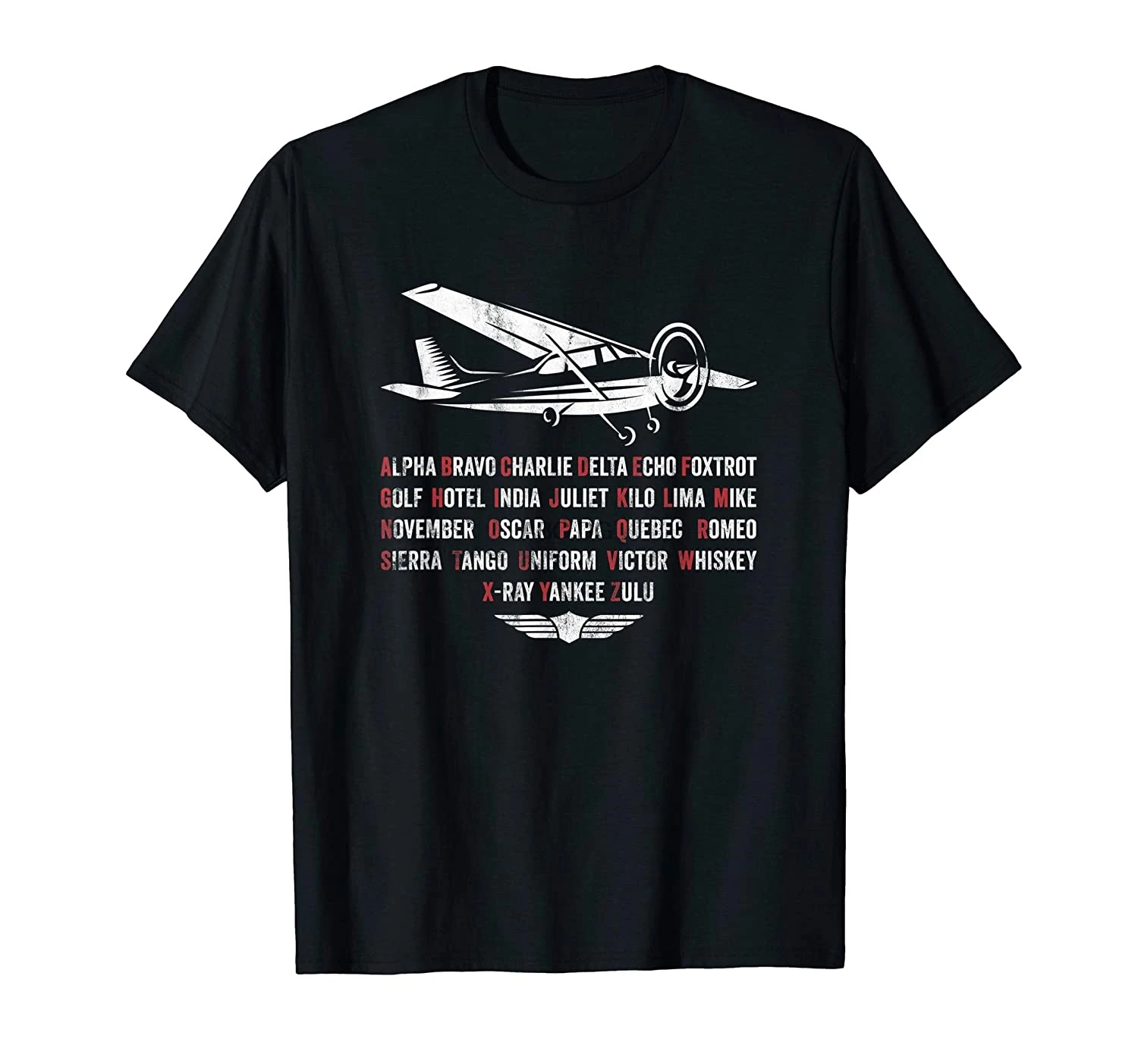 Алфавит Pilot Phonetic C172 футболка с изображением самолета (1) | Мужская одежда