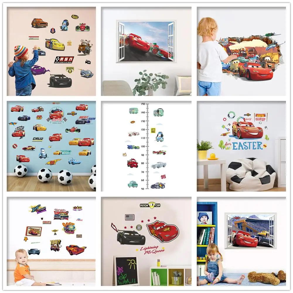 

3D Cars Wall Decals Muurstickers for Kids Room Decoracion Casa Stickers Ozdoby Do Pokoju Home Decoration Accessories for Bedroom