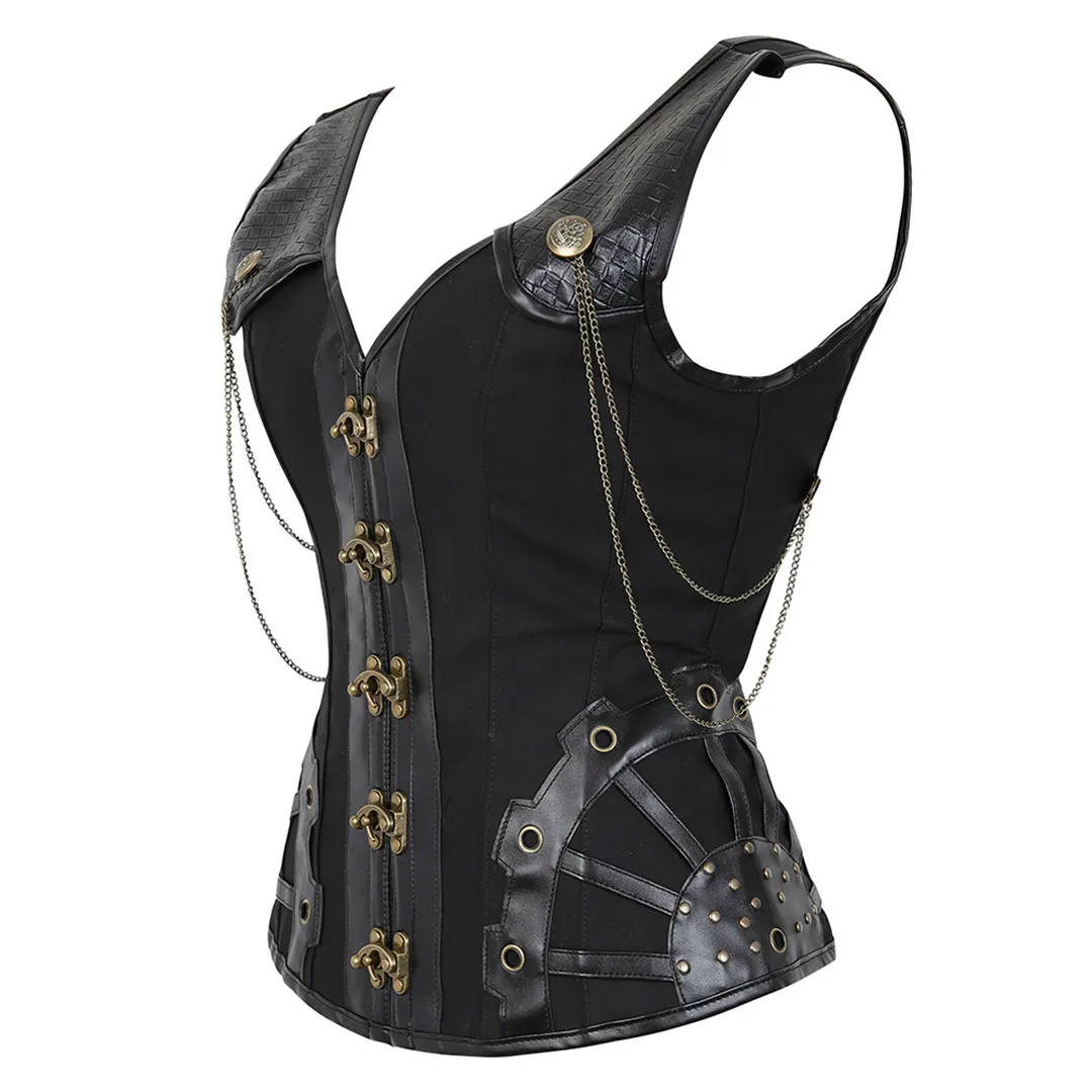 Черный корсет в стиле стимпанк бюстье женская сексуальная одежда готическом