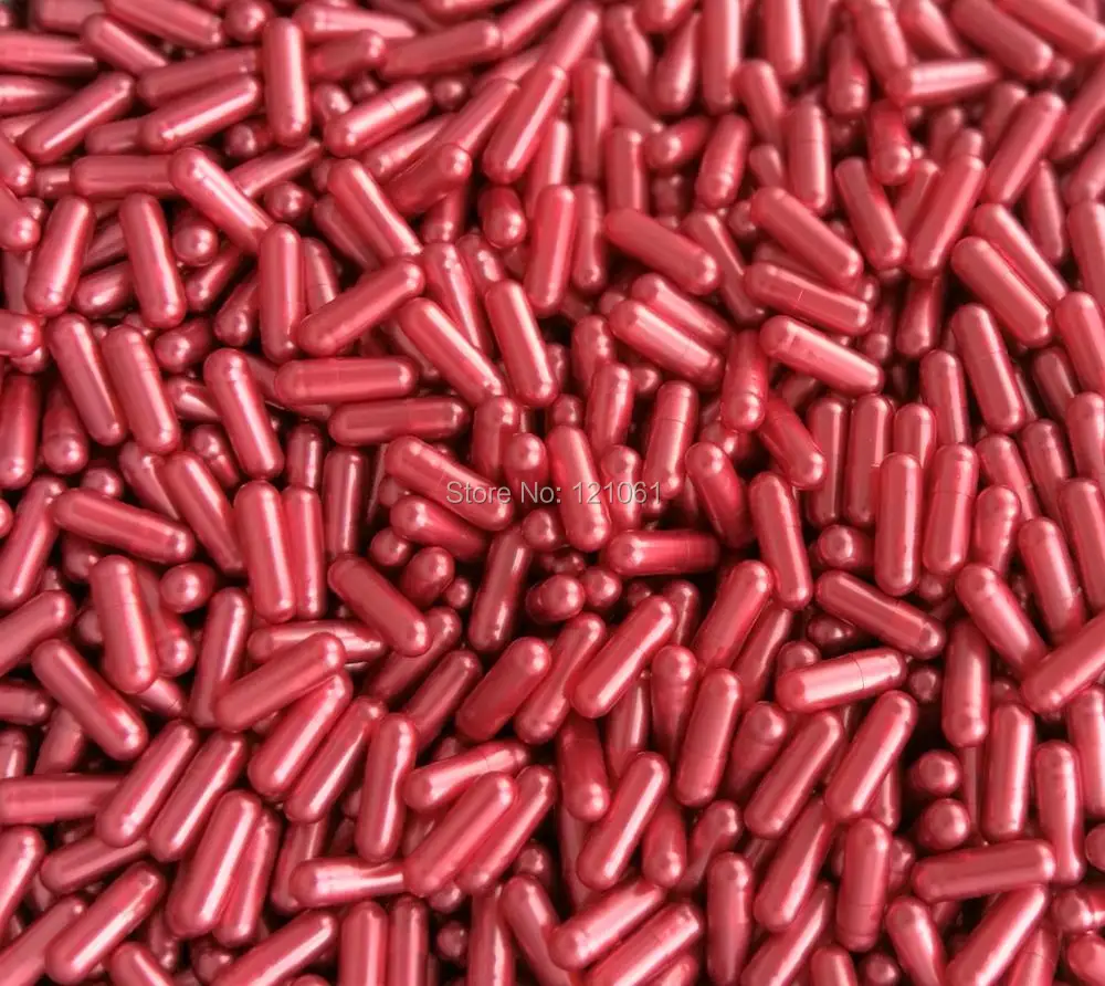 Жемчужно-красные желатиновые пустые капсулы 00 #1000 шт. (Соединенные или