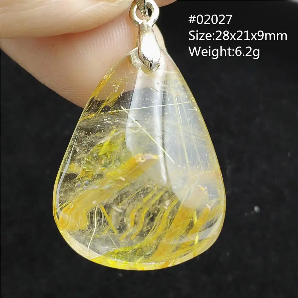 Золотая рутилированная кварцевая подвеска в виде капли воды из богатого камня