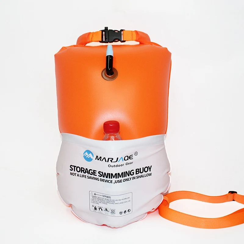 

20L Inflatable Open Swimming Storage Bag Buoy Tow Float Dry Bag Double Air Bag with Waist Belt for Water Sports Swimming Safety