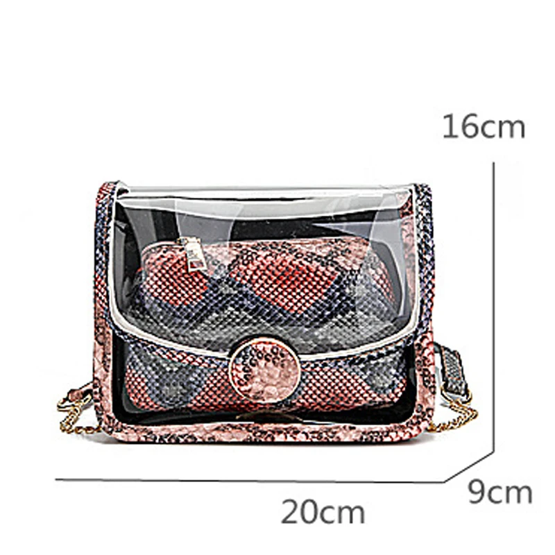 

FUNMARDI Transparent Jelly Bags New Design Women Snakes Pattern Shoulder Bags Luxury Brand Crossbody Bags Composite Bag WLHB2374