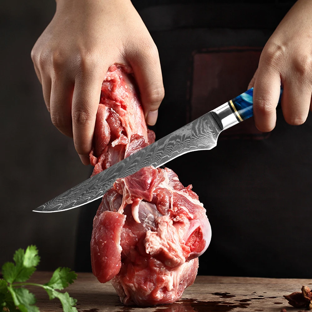 Нож для резки из дамасской стали 67 слоев|Кухонные ножи| |