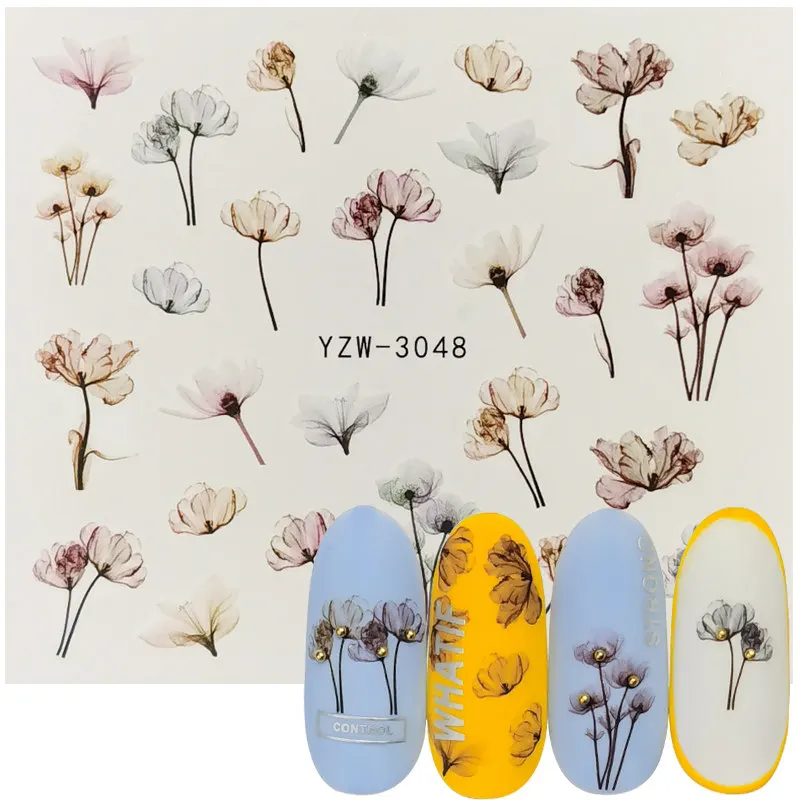 1 Sheet Floral Slider Water Stickers Decal For Nail Art Transfer Tattoo Flamingo Leaf Gel Manicure Adhesive Decor Tip | Красота и