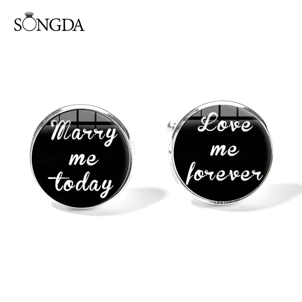 Свадебные Запонки с романтическими надписями высококачественные круглые