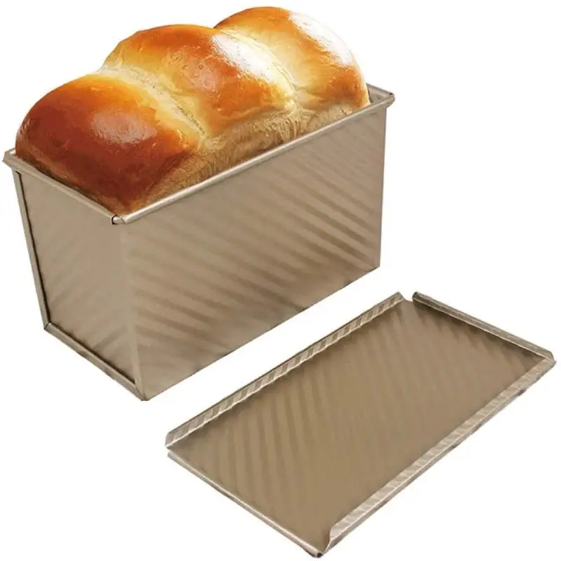 

Toast Box Mold Rectangular Carbon Steel Non-stick Loaf Pan with Cover Bread Mold Eco-Friendly Toast Baking Tools for Cakes