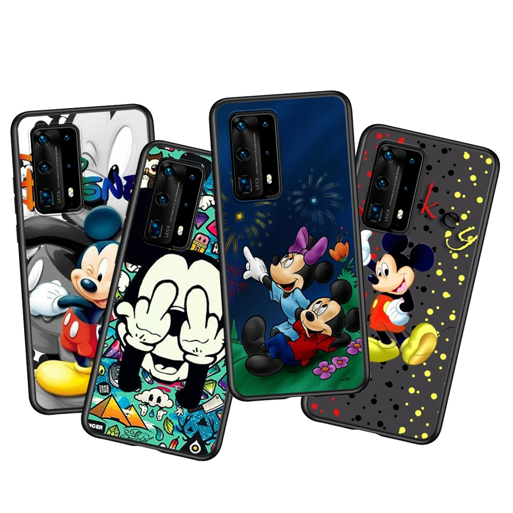 

Disney Mickey And Minne Soft TPU Fashion For Huawei P50 P40 P30 P20 Pro Plus P10 P9 P8 Lite RU E Mini 2019 2017 Black Phone Case