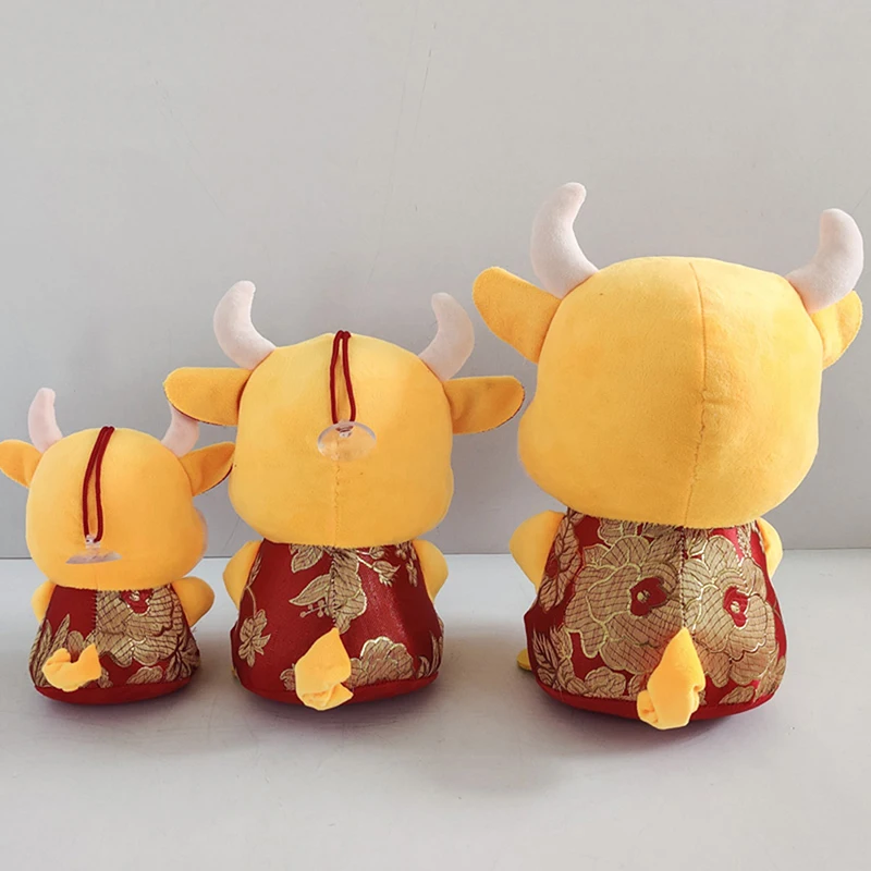 

2021 Year Chinese Zodiac Ox Cattle Plush Toys Cute Red Milk Cow Mascot Plush Doll Stuffed For Children Kids Birthday Gift
