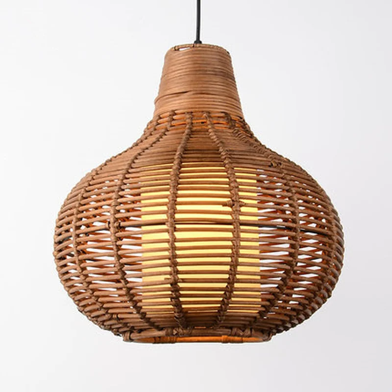 Подвесный светильник ручной работы из ротанга кофейного плетения в форме тыквы