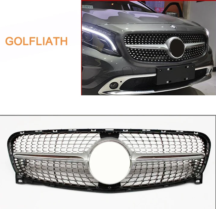GOLFLIATH X156 серебристый/черный бриллиантовый передний гриль решетка для Benz GLA CLASS GLA180