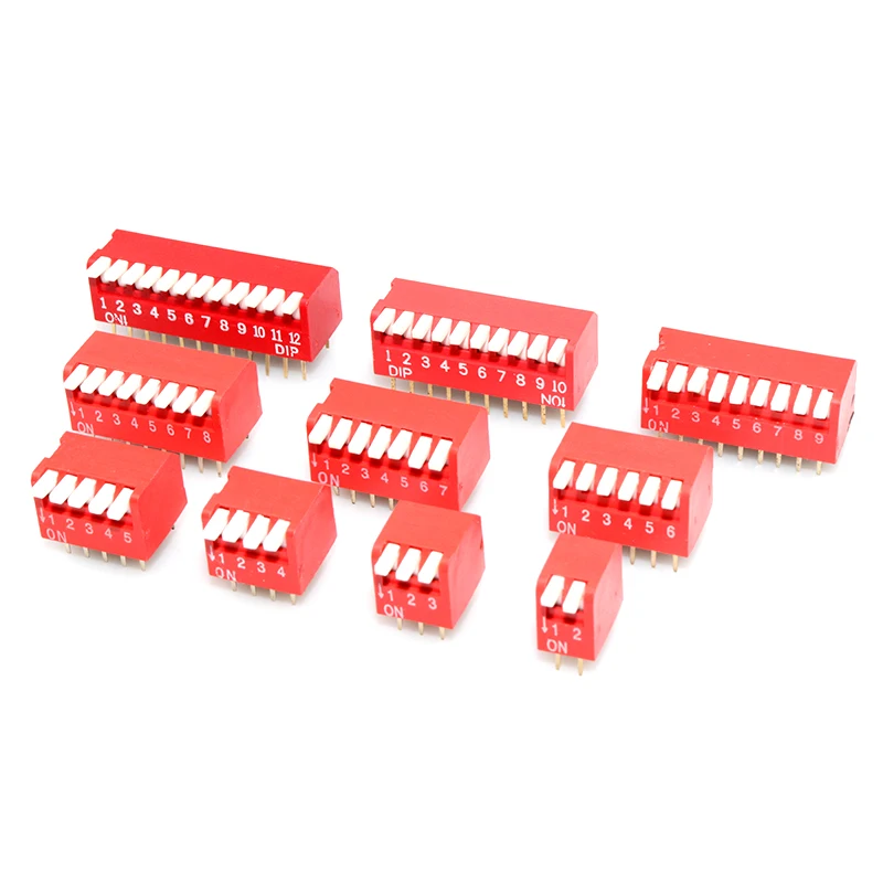 

5 шт. переключатель DIP, боковой циферблат 2,54 мм, плоский циферблат 1,27, соединение 2P, красный, 4, синий, 5, черный, 6, 8, 9, 10 бит