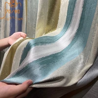high end high precision jacquard color stripe stitching gradient curtains for living room and bedroom customized products