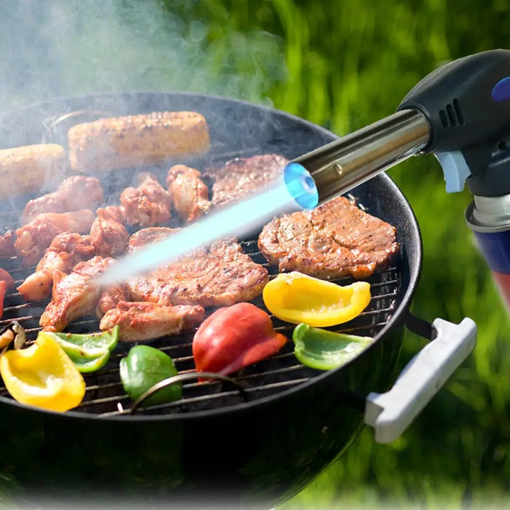 Picnic Gas torch flame gun blowtorch cooking welding butane gas electronic ignition Button adjustment outdoor supplies | Спорт и