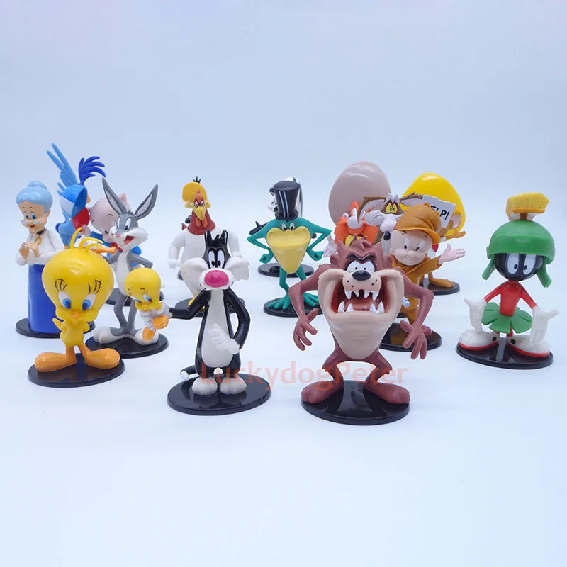 Аниме 1/10 Масштаб Окрашенные фигуры Looney Tunes 16 шт./компл. Bugs кролик птичка Твити Койот Даффи Дак мини экшен-фигурка из ПВХ игрушки