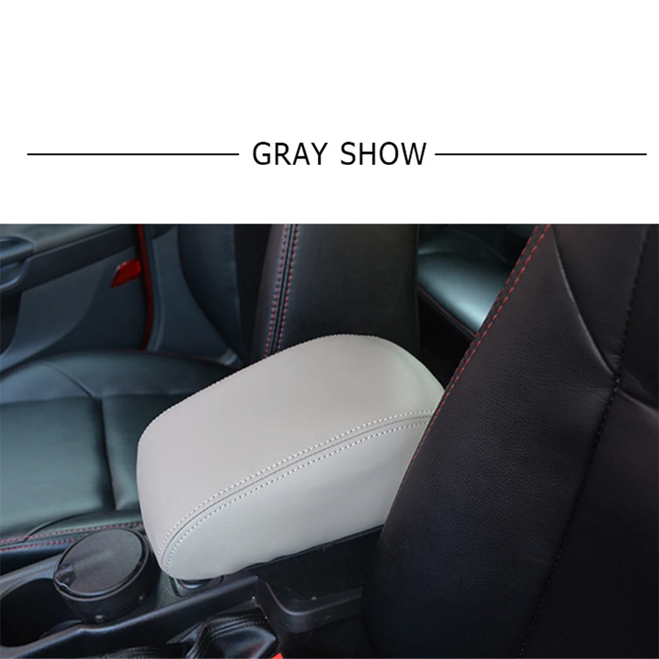 gray Натуральная кожа центр автомобиля эластичный подлокотник Крышка для hyundai Solaris Tucson I30 IX35 Accent Santa Fe Elantra Coupe Santafe Null - Название цвета: gray