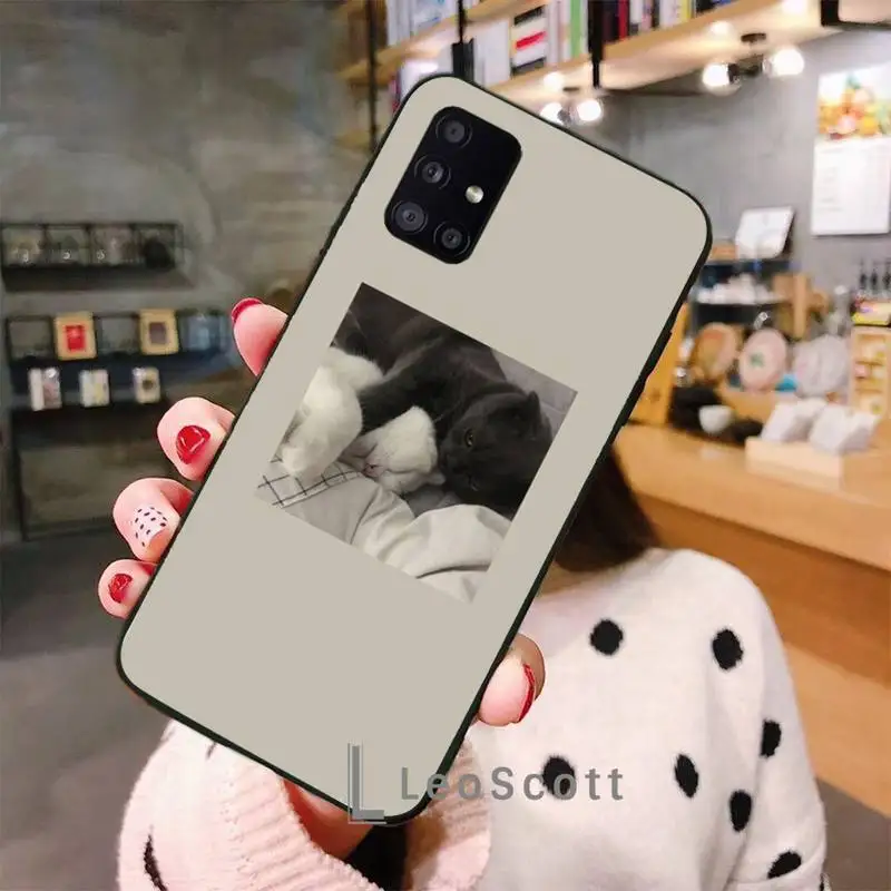 

Pink Aesthetic cute cat Phone Case For Samsung A32 A51 A52 A71 A50 A12 A21S S10 S20 S21 Plus Fe Ultra