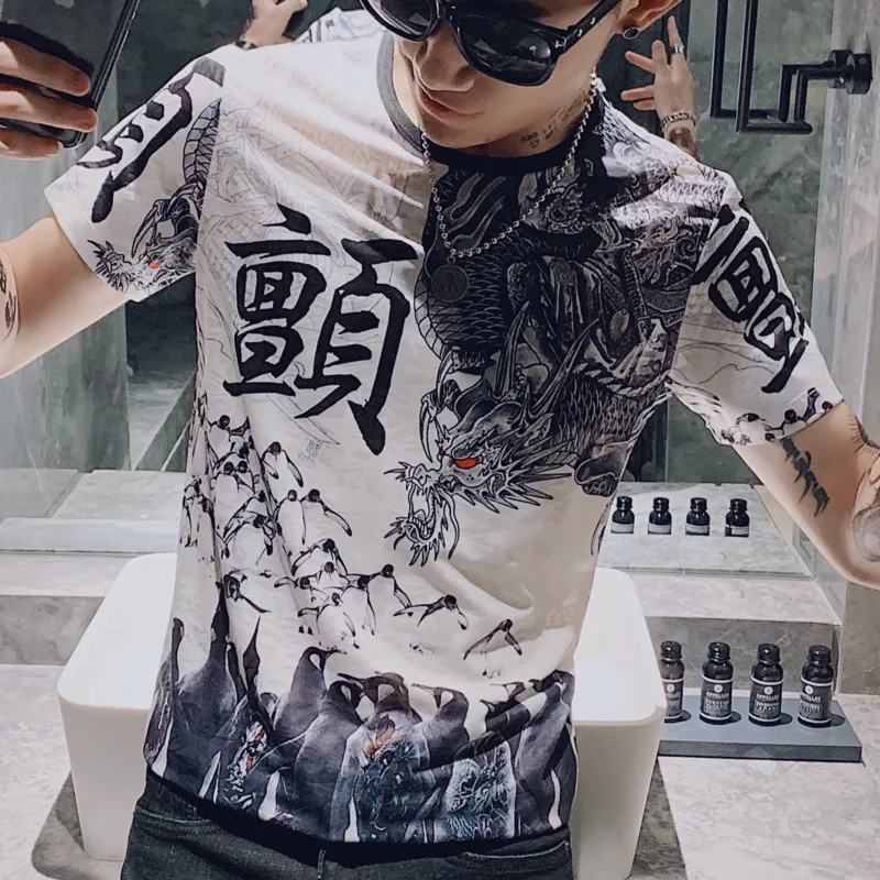 Роскошная футболка в стиле барокко для мужчин уличная одежда мужские футболки 2020