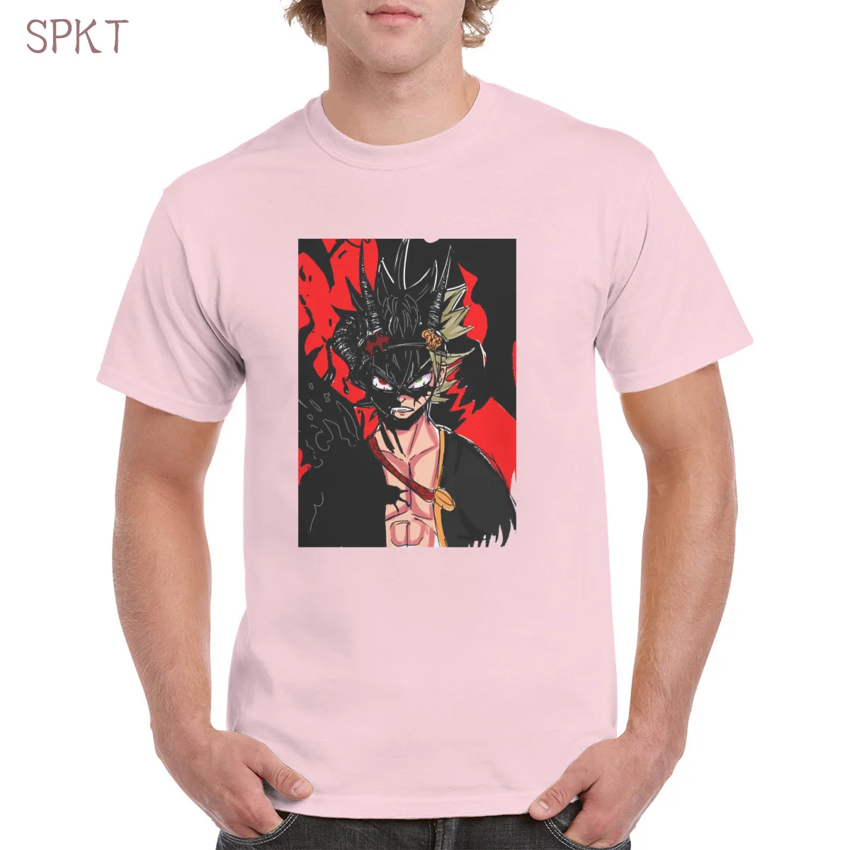 

Black Clover Demon Asta 100% Cotton Tshirt Top Harajuku Aesthetic Tshirt Oversized clothes Female/Man