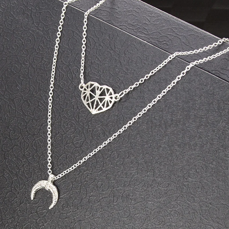 Винтажное многослойное ожерелье с сердцем и Луной для женщин богемное