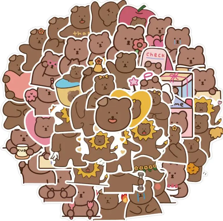 

10/30/50pcs Small Earth Bear Sticker School Student Diary Hand Ledger Stationery Mobile Phone Guitar Decoration Kawaii Toys