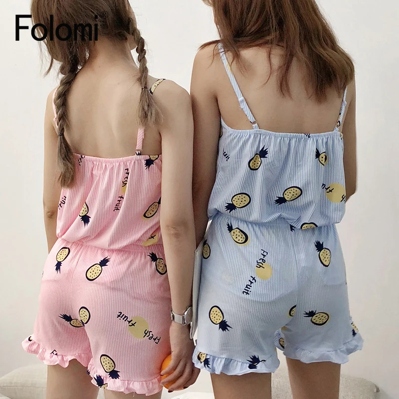 Удобные пижамы для женщин топы сна милые с мультяшным принтом белье костюм