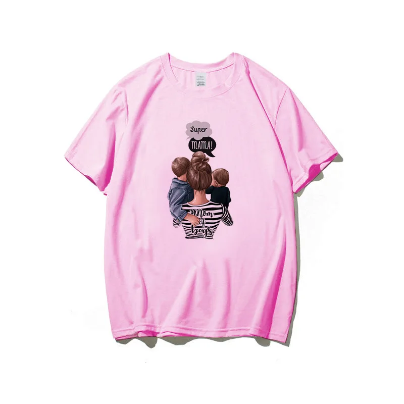 

Топы с круглым вырезом для Super Mama, летняя футболка для женщин, футболка с коротким рукавом, футболки с графическим рисунком, футболка с графи...