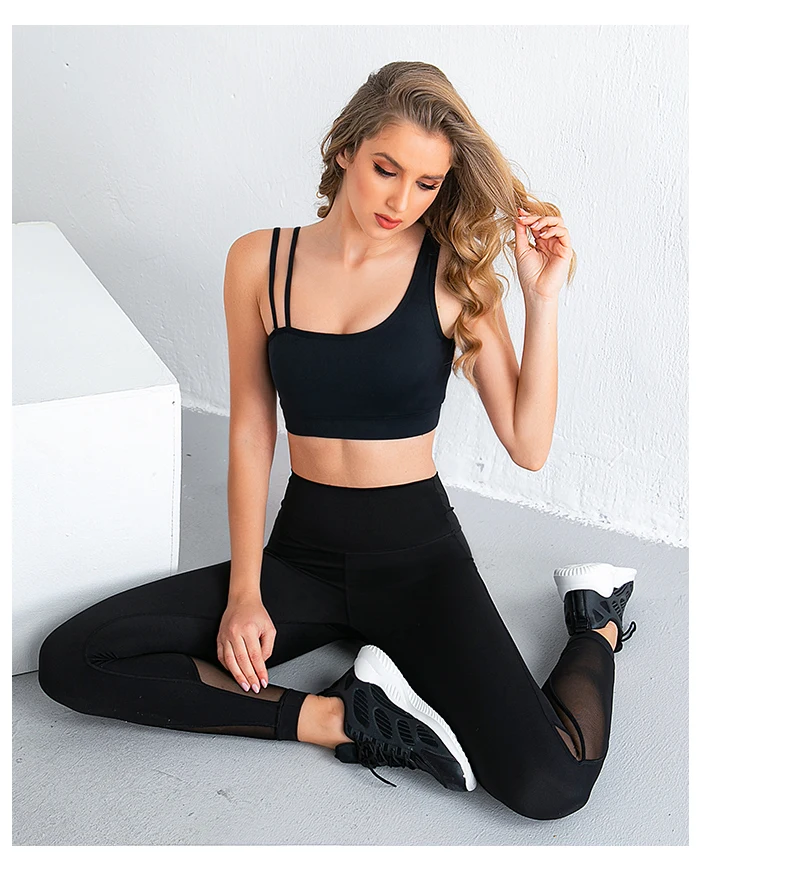 

Women Yoga Set Workout Sportswear Gym Clothing Fitness Long Sleeve Crop Top High Waist Leggings Sports Suits