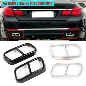 Stainless Steel Car Auto Exterior Accessories Rear Tail Muffler Exhaust Pipe Output Cover Trim For BMW F01 7 Series 2009-2014