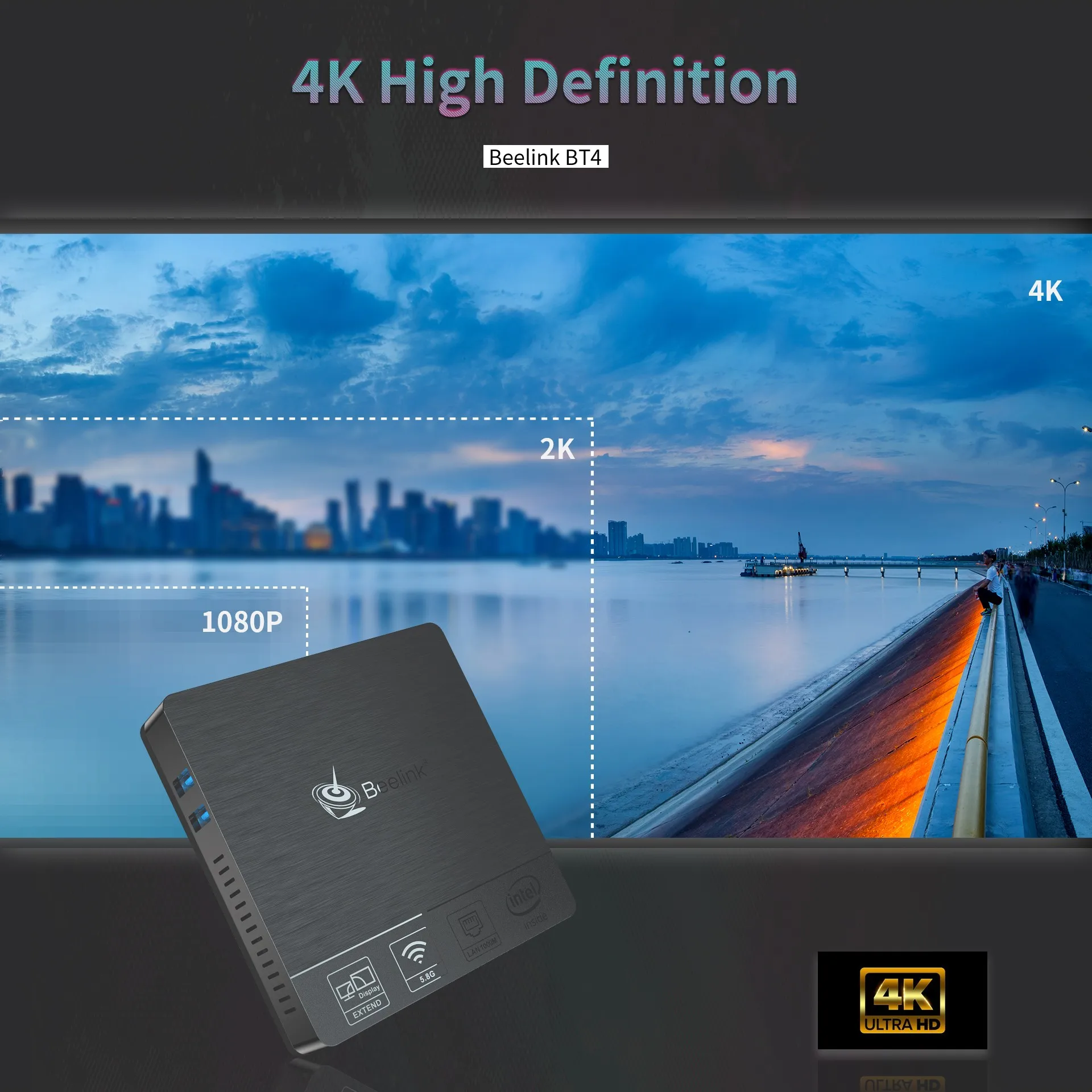 Beelink BT4 Новый настольный мини ПК Intel Atom X5 Z8500 LPDDR3 4 ГБ 64 2 ГГц двойной Wi Fi BT4.0 поддержка