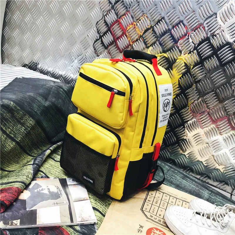 

2021 Double shoulder bag style schoolbag female high school students cool super capacity backpack male fashion trend black